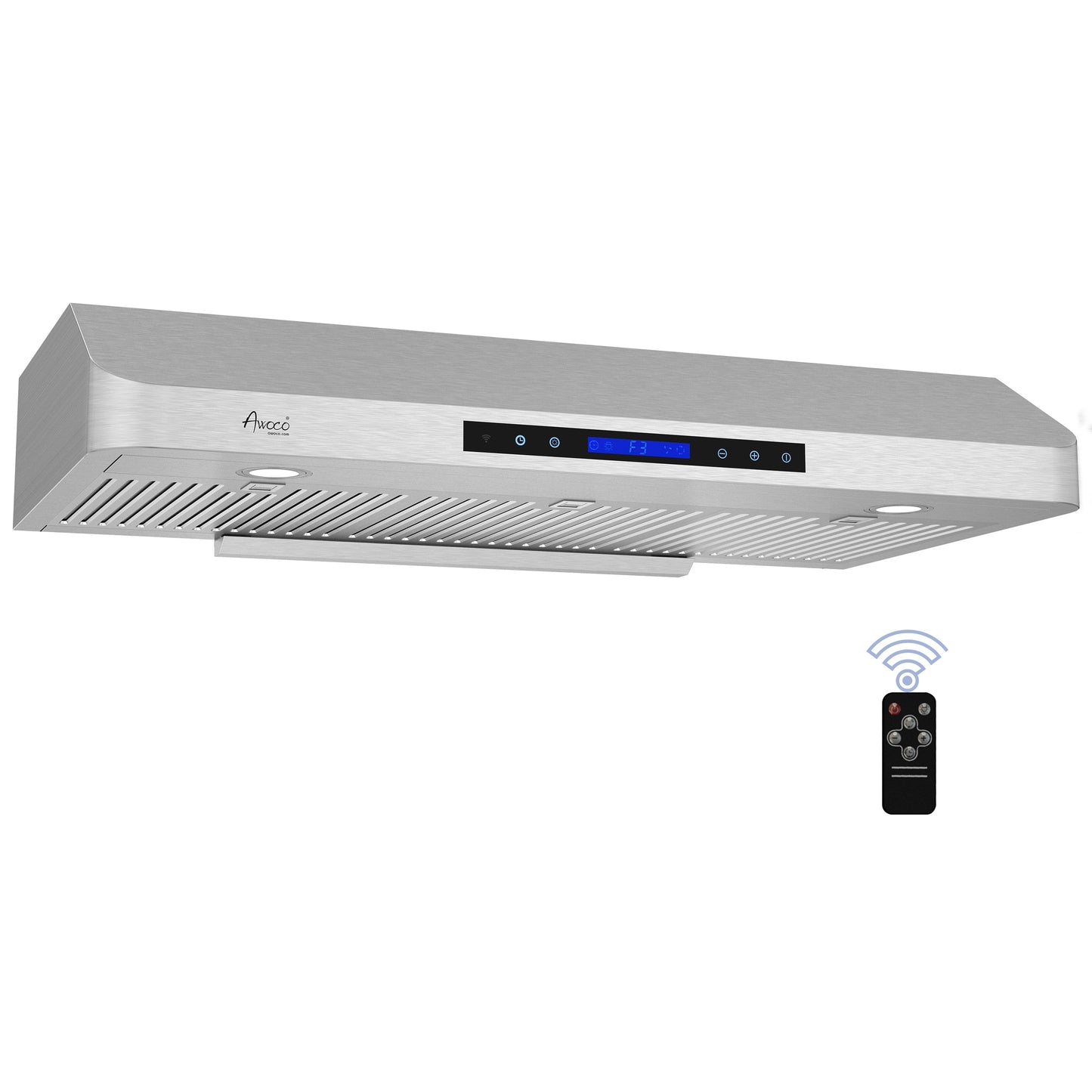 Awoco RH-C06-A36 Classic 6” High 1mm Thick Stainless Steel Under Cabinet 4 Speeds 900 CFM Range Hood with 2 LED Lights & 2 Levels of Lighting (36" W All-In-One)