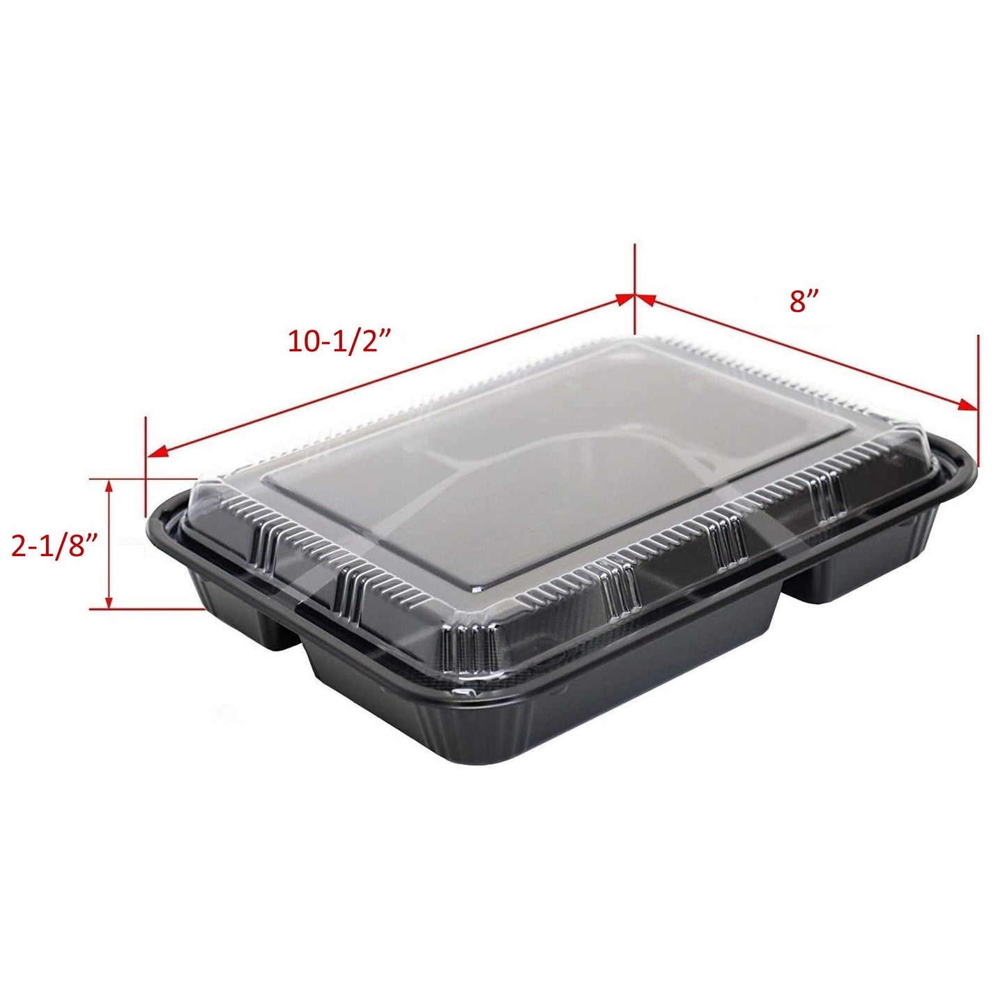 Leyso TZ-306 Black Plastic 5 Compartment Japanese Bento Box Food Container with Clear Lid
