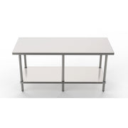 GSW Commercial Grade Flat Top Work Table with Stainless Steel Top, Galvanized Undershelf & Legs, Adjustable Bullet Feet, NSF/ETL Approved to Meet Sanitation Food Service Standard 37 (30"W x 72"L x 35"H)
