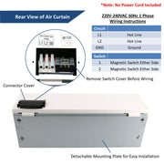 Awoco 24" 230V Heated 2 Speeds Commercial Indoor Air Curtain, CE Certified with an Easy-Install Magnetic Door Switch