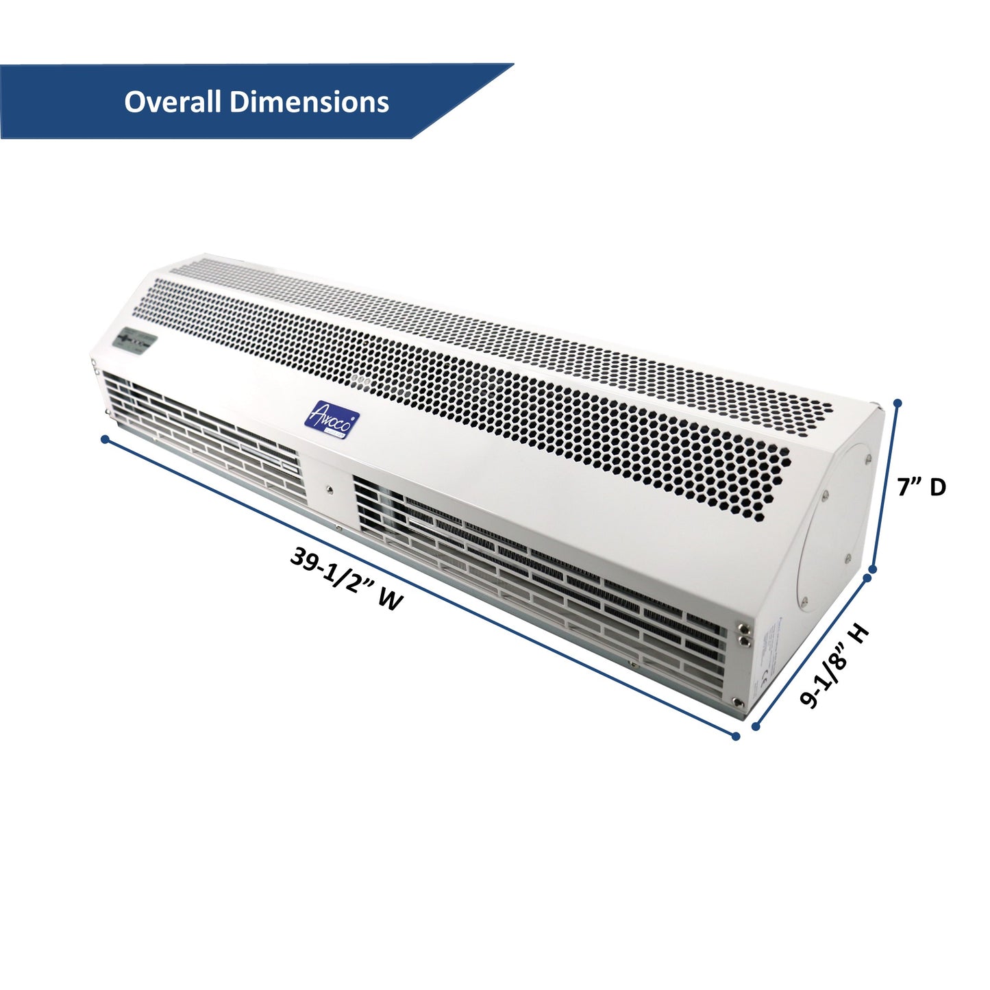 Awoco 40" 230V Heated 2 Speeds Commercial Indoor Air Curtain, CE Certified with an Easy-Install Magnetic Door Switch