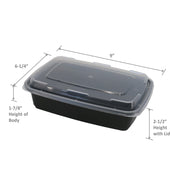 Leyso TO-JH24 24oz One Compartment Bento Box Food Container with Clear Lid - Microwave, Dishwasher Safe