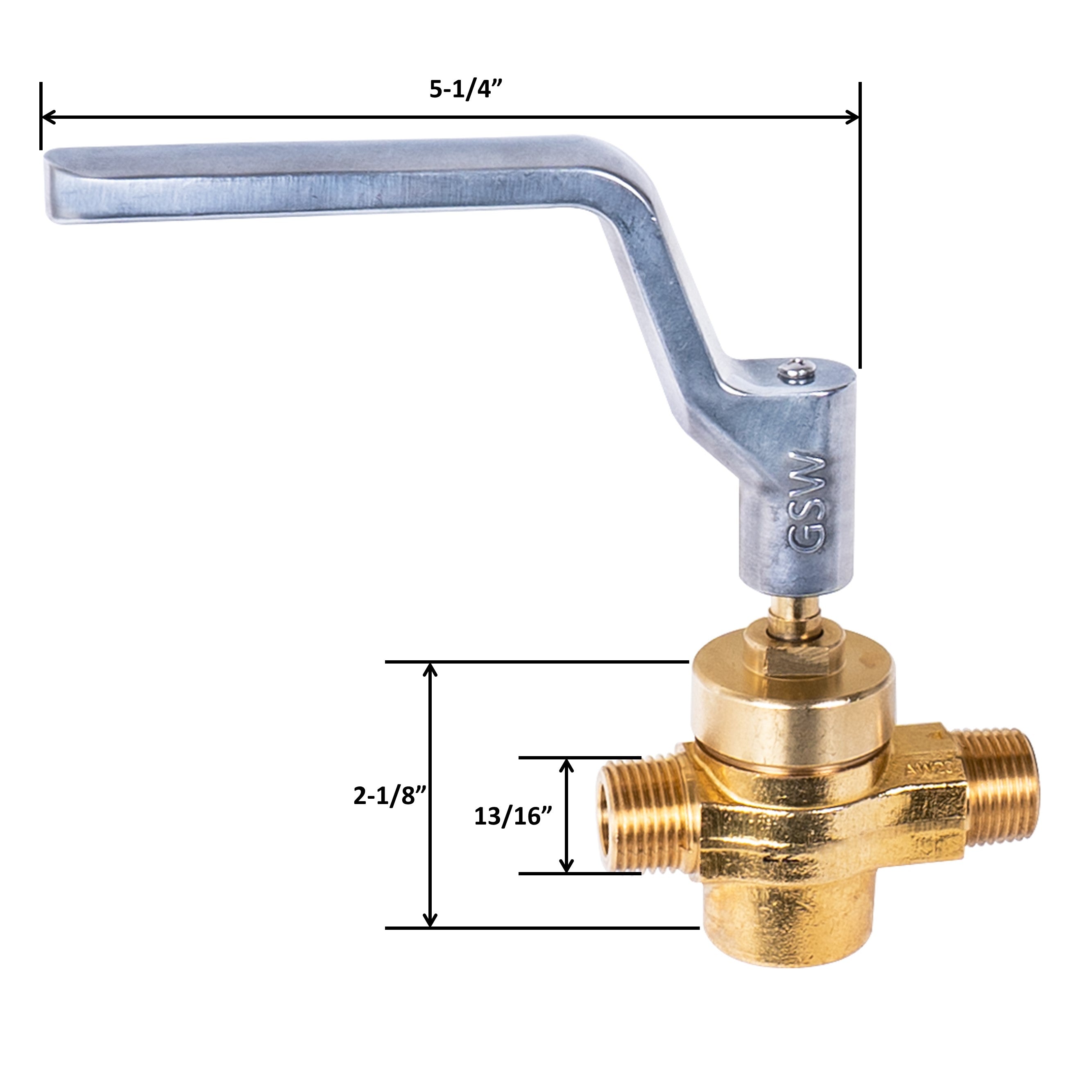 GSW WR-GV Copper Gas Valve with Handle for Commercial Wok Range, ETL Approved, 1/2" NPT X 1/2" NPT 1/2 PSI