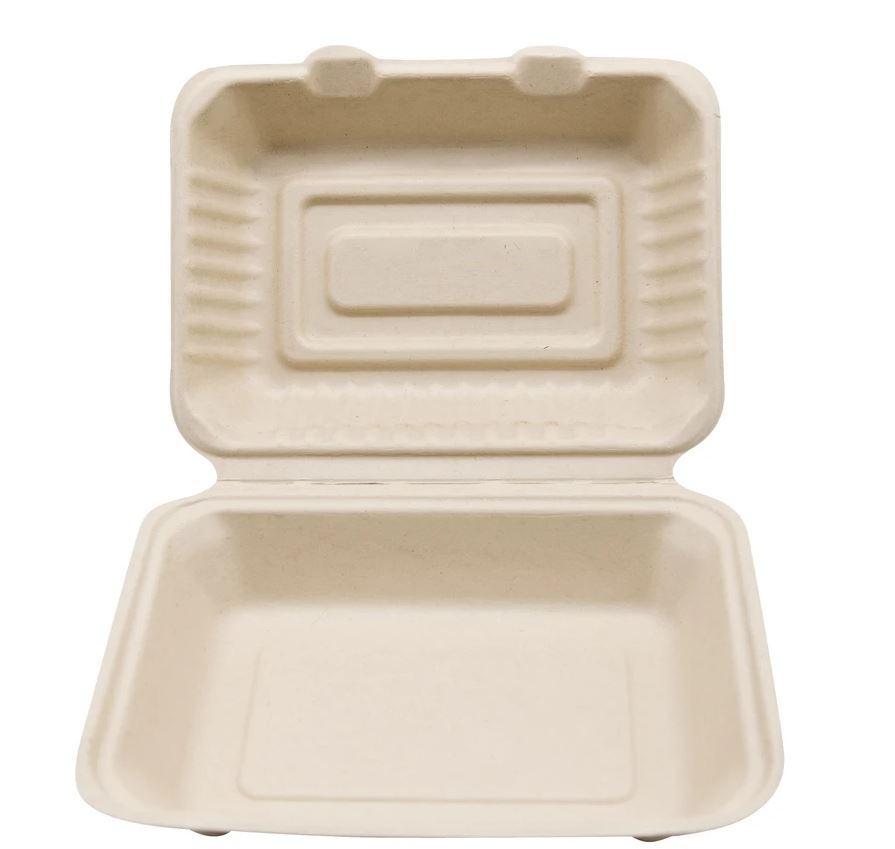 Total Papers 9” Compostable Wheat Straw Hoagie Box Hinged Lid Container (200 pcs)