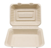 Total Papers 9” Compostable Wheat Straw Hoagie Box Hinged Lid Container (200 pcs)