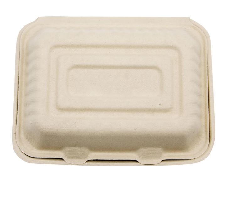 Total Papers 9” Compostable Wheat Straw Hoagie Box Hinged Lid Container (200 pcs)