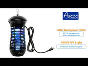 Awoco 18 W Outdoor Bug Zapper 4000V High Powered Electric Killer Fly Trap with 82” Extra Long Power Cord for Eliminating Flying Insects, Flies, Mosquitoes, and Moths
