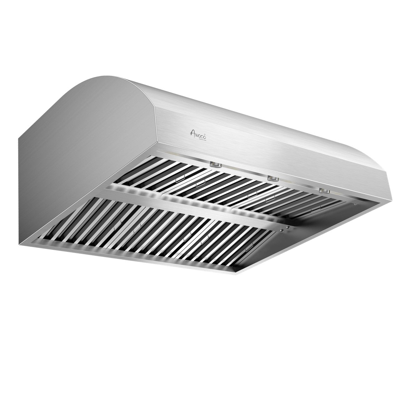 Awoco 42” Outdoor BBQ Vent Hood 17” High Type 304 Stainless Steel, 4 Speeds 2000 CFM, Dual Blowers, Adjustable LED Lights, 8” Round Top Vent