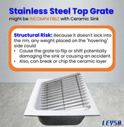 Leyso 12"x12" Type 304 Stainless Steel Floor Sink with 1/2 Top Grate, 6" Deep with 2" Drain for Restaurant, Bar and Commercial