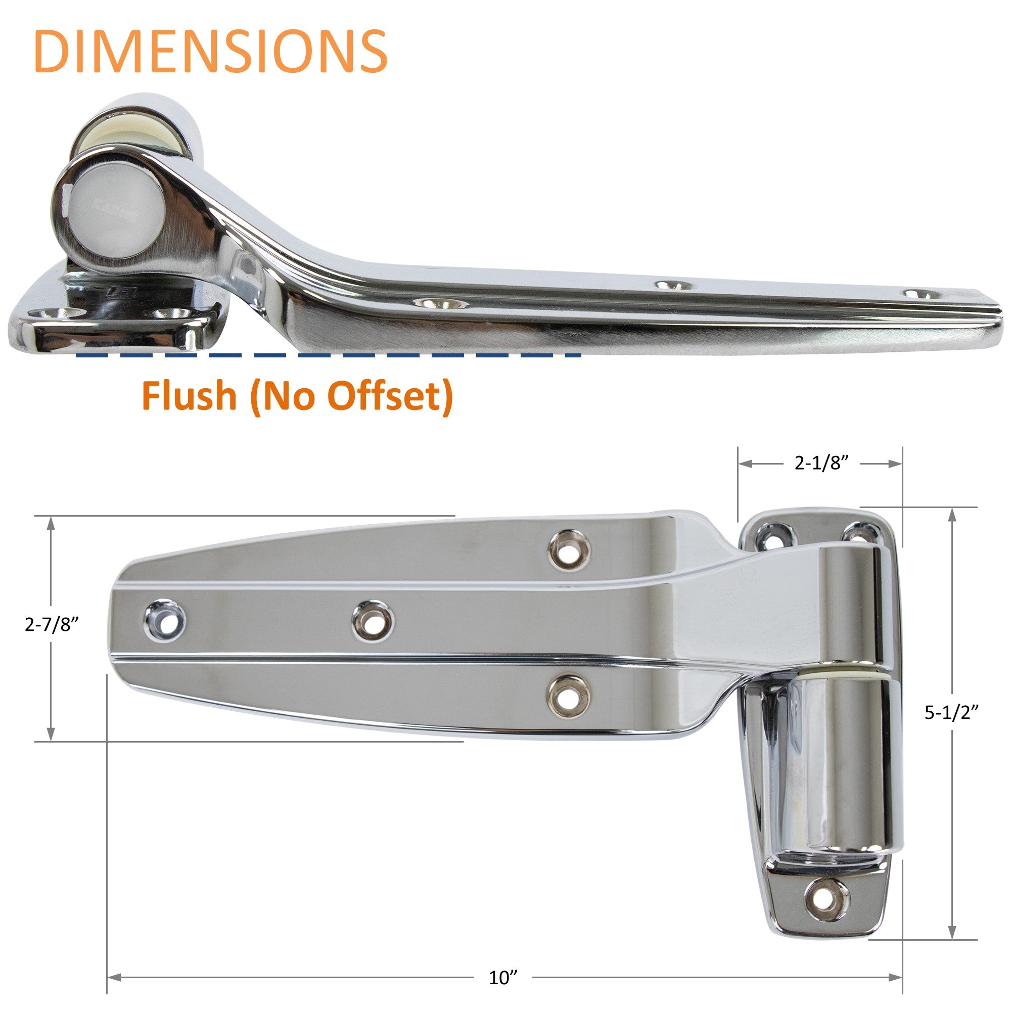 KASON 1245 Reversible Cam-Rise Walk-in Hinge Chrome Finish for Freezer/Cooler/Refrigerator