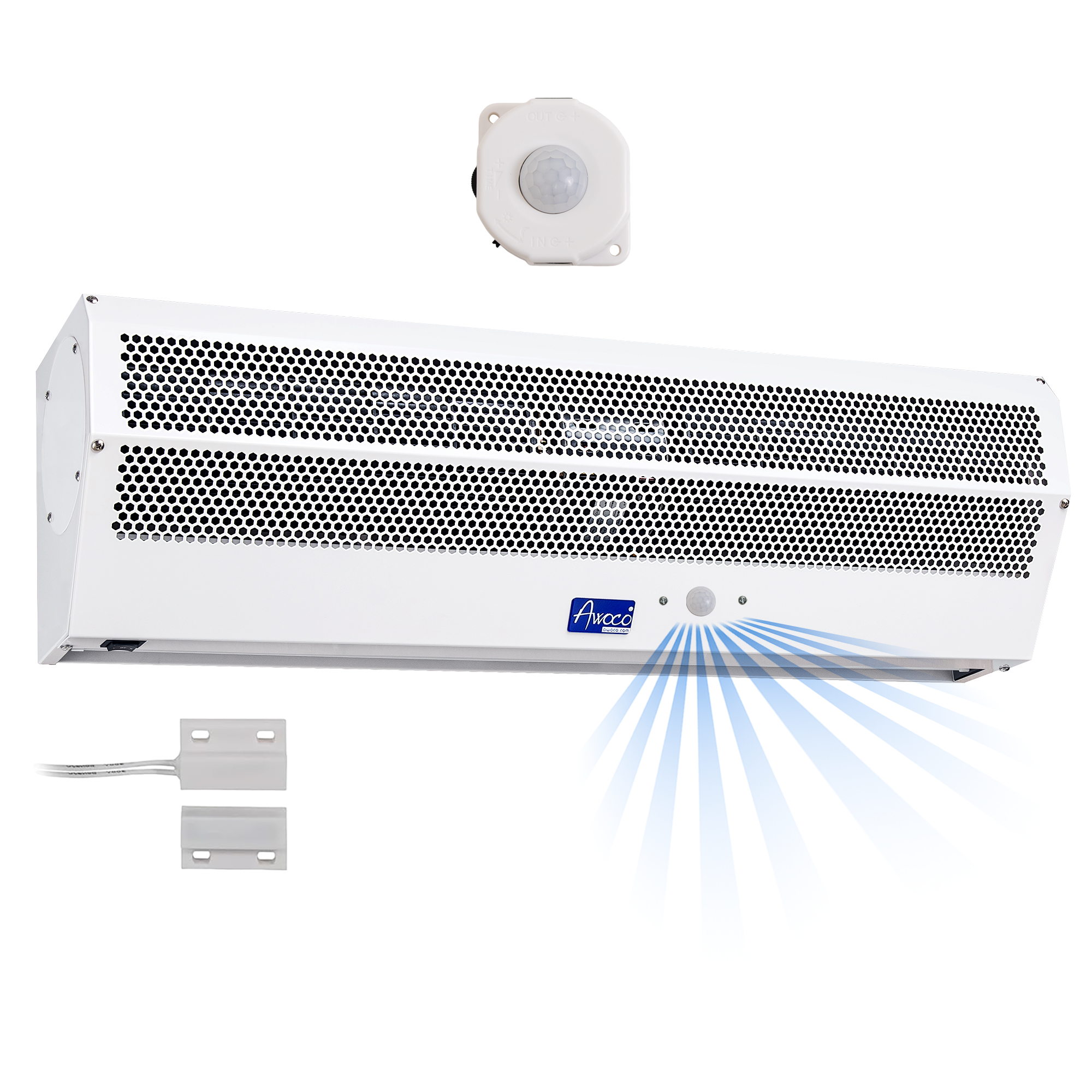 Awoco 42” Early Turn On Super Power 2 Speeds 1350 CFM Commercial Indoor Air Curtain, UL Certified, 120V Unheated with Magnetic Switch and Motion Sensor Detection