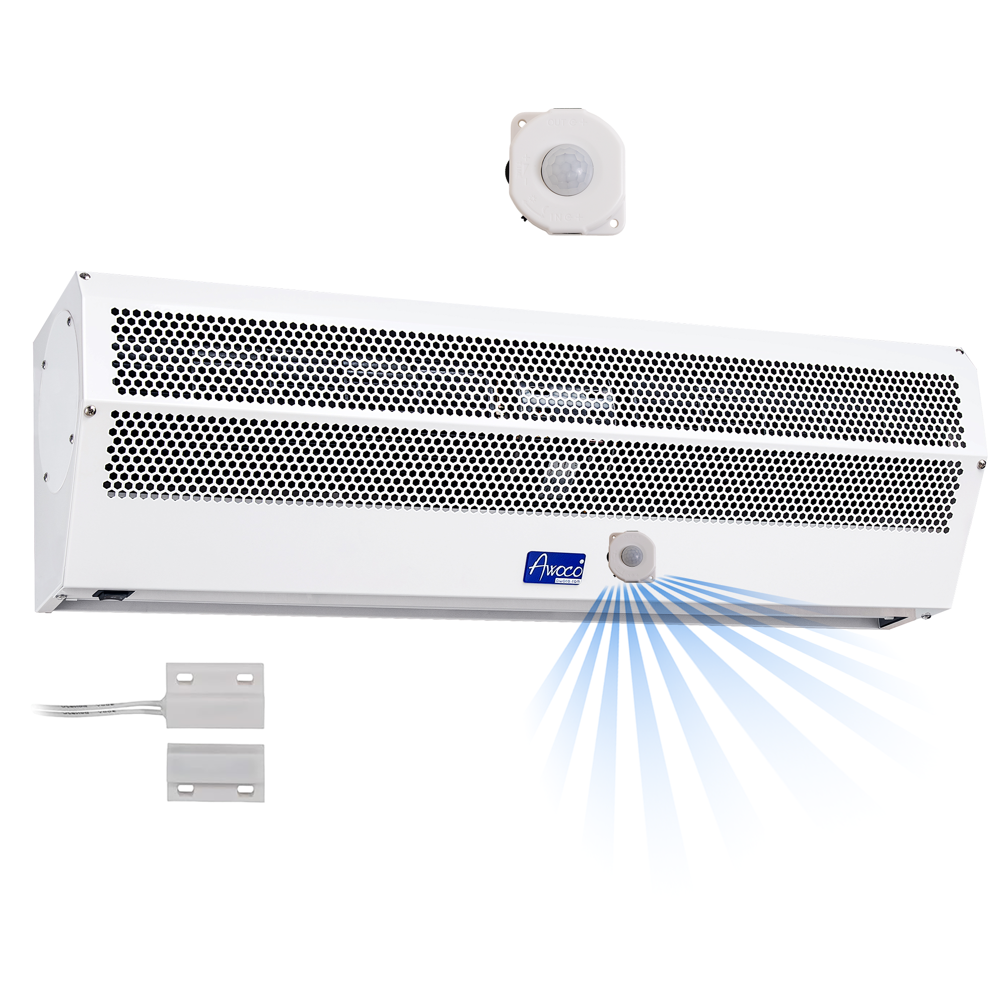 Awoco 72” Early Turn On Super Power 2 Speeds 2350 CFM Commercial Indoor Air Curtain, CE Certified, 120V Unheated with Magnetic Switch and Motion Sensor Detection