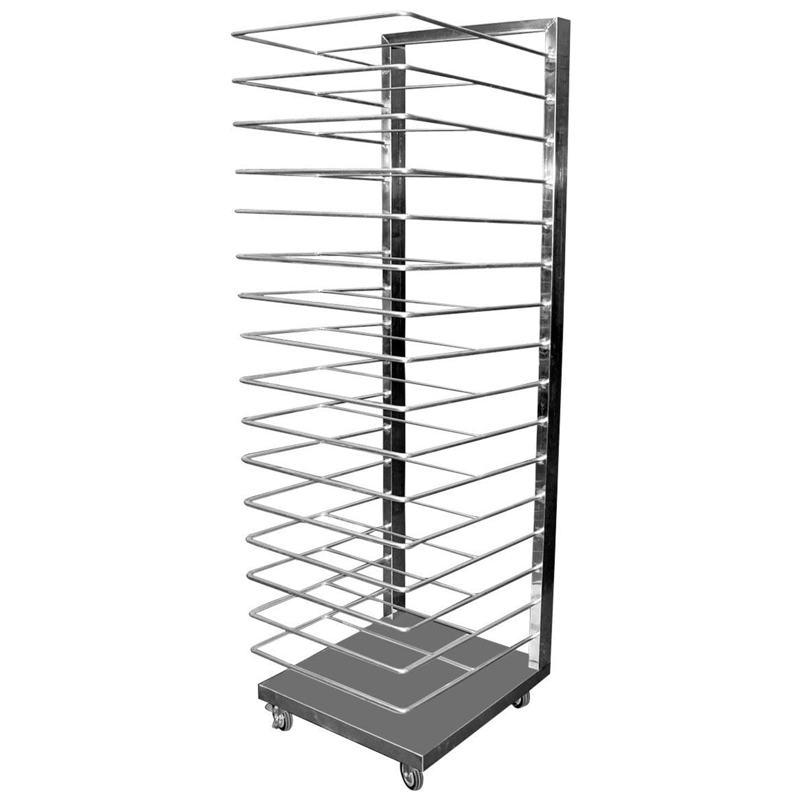 GSW DN-RA16 All Welded Stainless Steel Pan Tree Rack Storage, Welded Hard Frame, holds 16 Pans with 2-1/2” Between Shelves, 21” x 21” x 65”