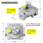 BurnTouch Gas Regulator 7010-5010 1/2 PSIG 1/2" NPT Natural Gas and Liquid Propane NAT 5" - LPG 10" WC