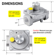 BurnTouch Gas Regulator 7010-5010 1/2 PSIG 1/2" NPT Natural Gas and Liquid Propane NAT 5" - LPG 10" WC