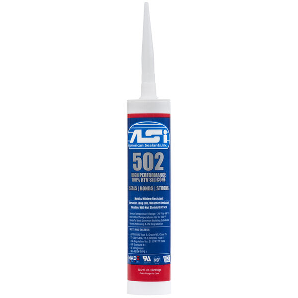 ASI 502 Aluminum Food Grade High Performance 100% RTV Silicone Sealant - 10.2 oz Cartridge