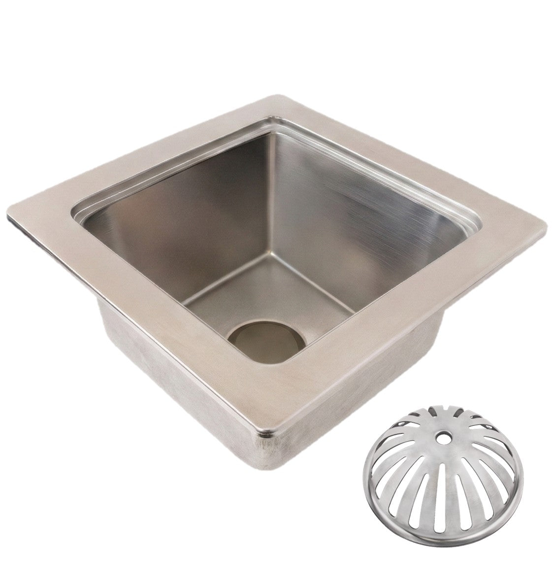 Leyso 12"x12" Type 304 Stainless Steel Floor Sink with Dome Strainer, 6" Deep with 3" Drain for Restaurant, Bar and Commercial