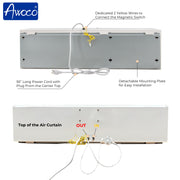 Awoco 42” Early Turn On Super Power 2 Speeds 1350 CFM Commercial Indoor Air Curtain, UL Certified, 120V Unheated with Magnetic Switch and Motion Sensor Detection