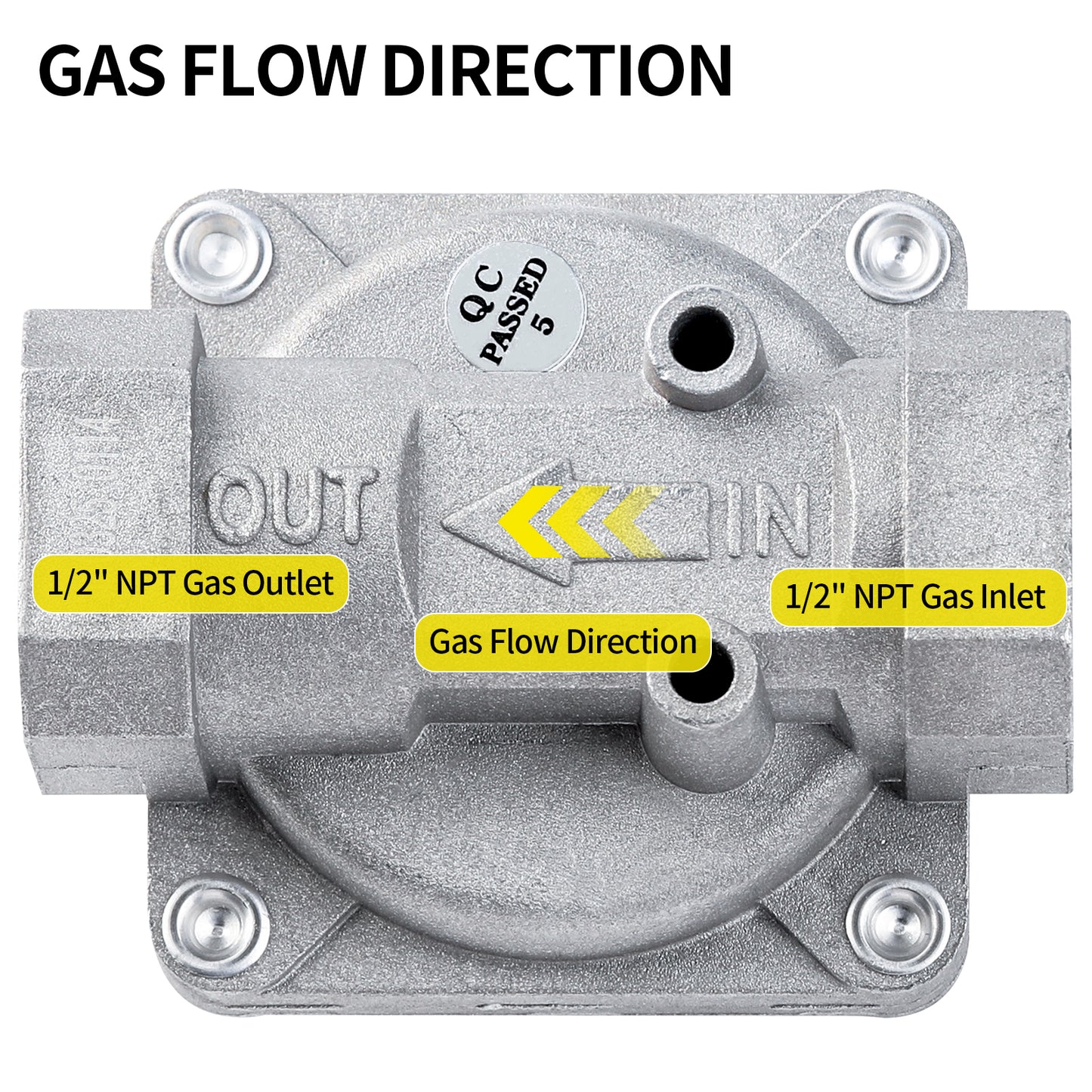 BurnTouch Gas Regulator 7010-5010 1/2 PSIG 1/2" NPT Natural Gas and Liquid Propane NAT 5" - LPG 10" WC