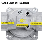 BurnTouch Gas Regulator 7010-5010 1/2 PSIG 1/2" NPT Natural Gas and Liquid Propane NAT 5" - LPG 10" WC
