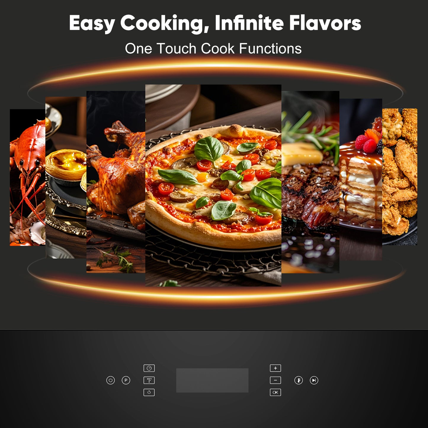 Awoco 24” Built-in Electric Oven, 2.37 Cu ft. Single Wall Oven with 11 Cooking Modes, 360° Rotating Rotisserie, 3440W, Touch Control, LCD Display, Timer, Stainless Steel Wall Oven for Kitchen