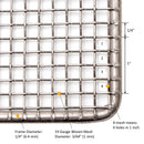 GSW 19" x 19" DN-FS19 Heavy Duty 19 Gauge 4-mesh Stainless Steel Woven Mesh Donut Frying Screen, 1/4"D Outer Frame and Support Rods