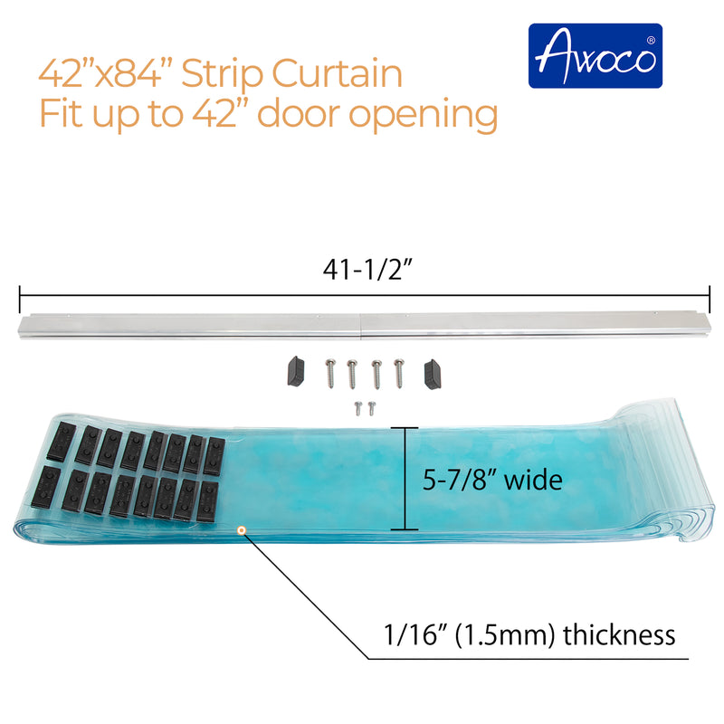 Awoco 42" x 84" Vinyl Strip Climate Control Curtain Kit, Slide-in Strips Perfect for Freezers, Coolers and Warehouse Doors NSF Approved