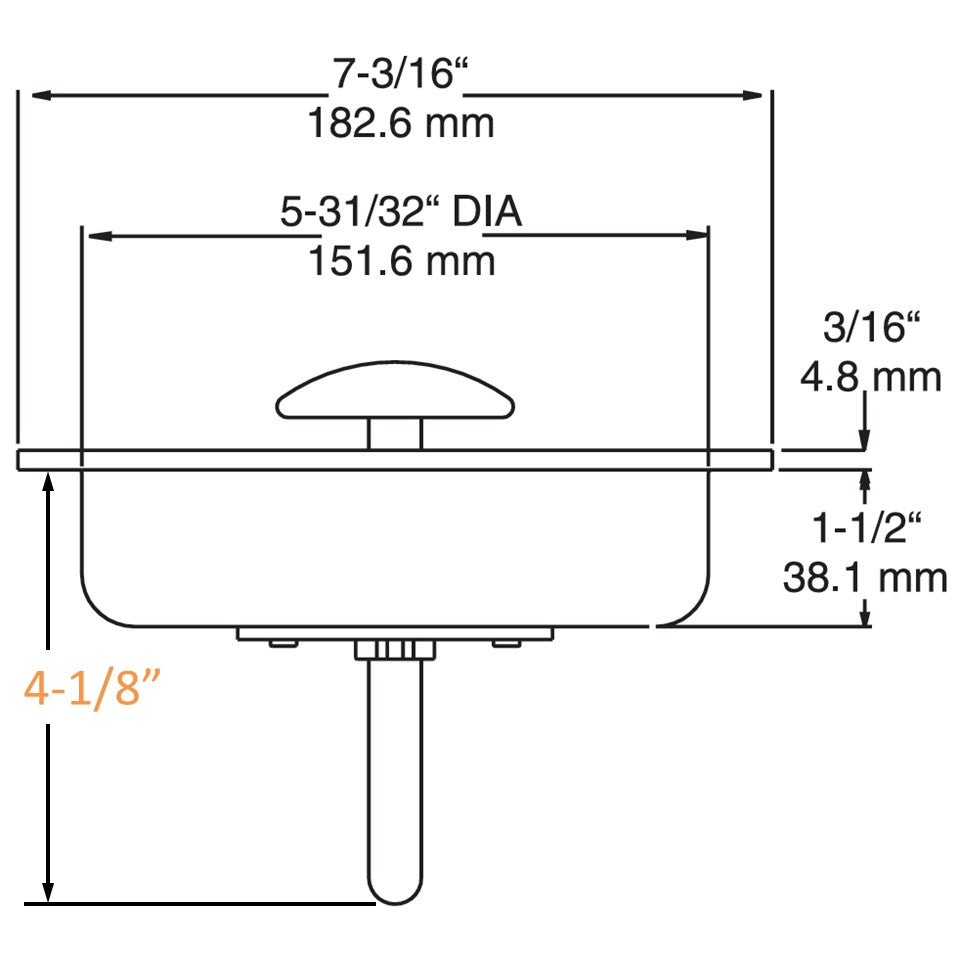 Kason 486D Wide Recessed Inside Release Handle, 1-3/4" Plunger Push Rod for Thick Door of Walk-in Coolers and Freezers