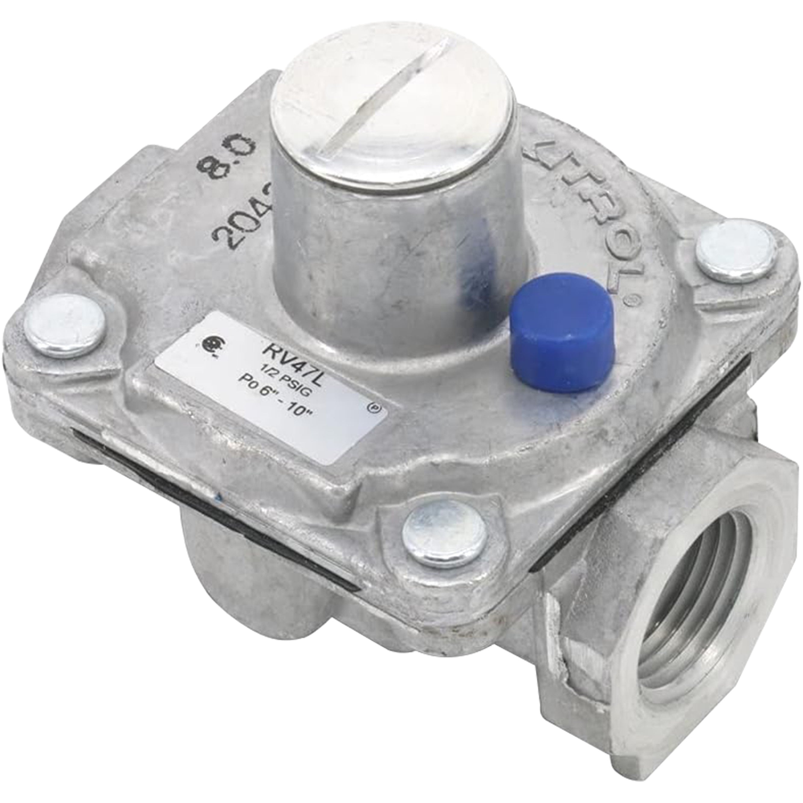 Maxitrol RV47L Liquid Propane Gas Pressure Regulator, 1/2" FPT Thread, 13/16" In and Out Opening, 1/2 PSIG In, 6" - 10" WC Out