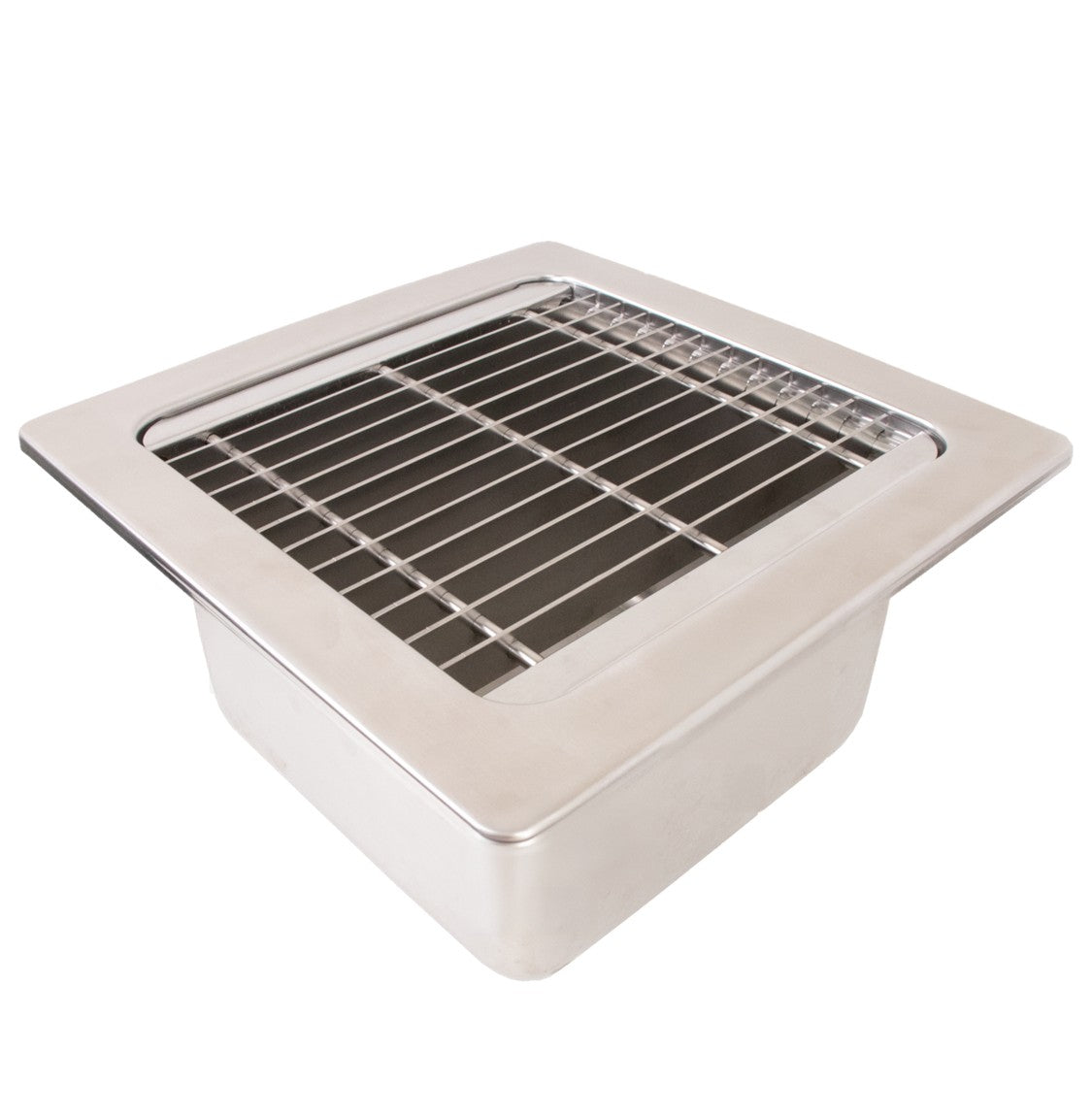 Leyso 12"x12" Type 304 Stainless Steel Floor Sink with Full Covered Top Grate, 6" Deep with 2" Drain for Restaurant, Bar and Commercial