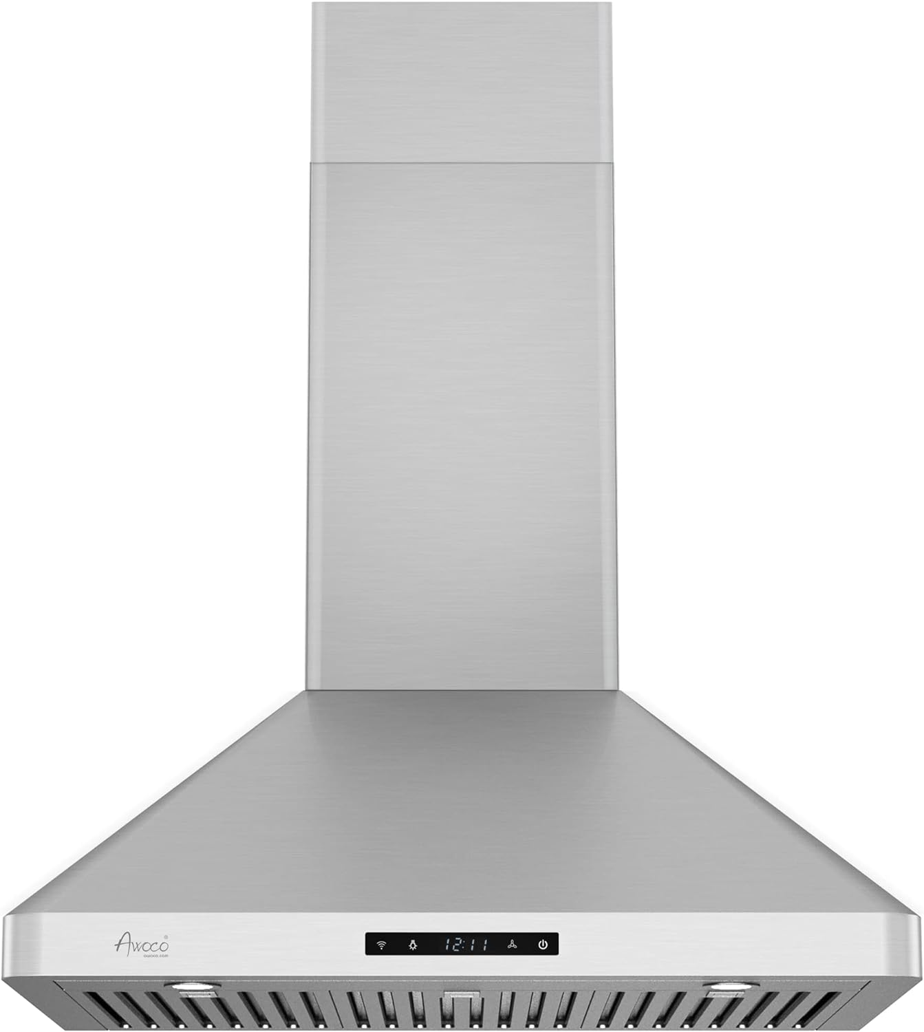 [Refurbished] Awoco RH-WT-C30 30” Wall Mount Stainless Steel Range Hood 3 Speeds, 6” Round Top Vent 800CFM 2 LED Lights & Remote Control