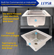 Leyso 12"x12" Type 304 Stainless Steel Floor Sink with Full Covered Top Grate, 6" Deep with 2" Drain for Restaurant, Bar and Commercial