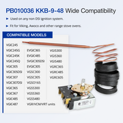 Robertshaw KKB-9-48 PB010036 Thermostat Bake/Broil Part, Oven Thermostat for Viking, Awoco Gas Range Stoves Oven, 22A 120-250 VAC, Max Temp 606°F, CSA Approved