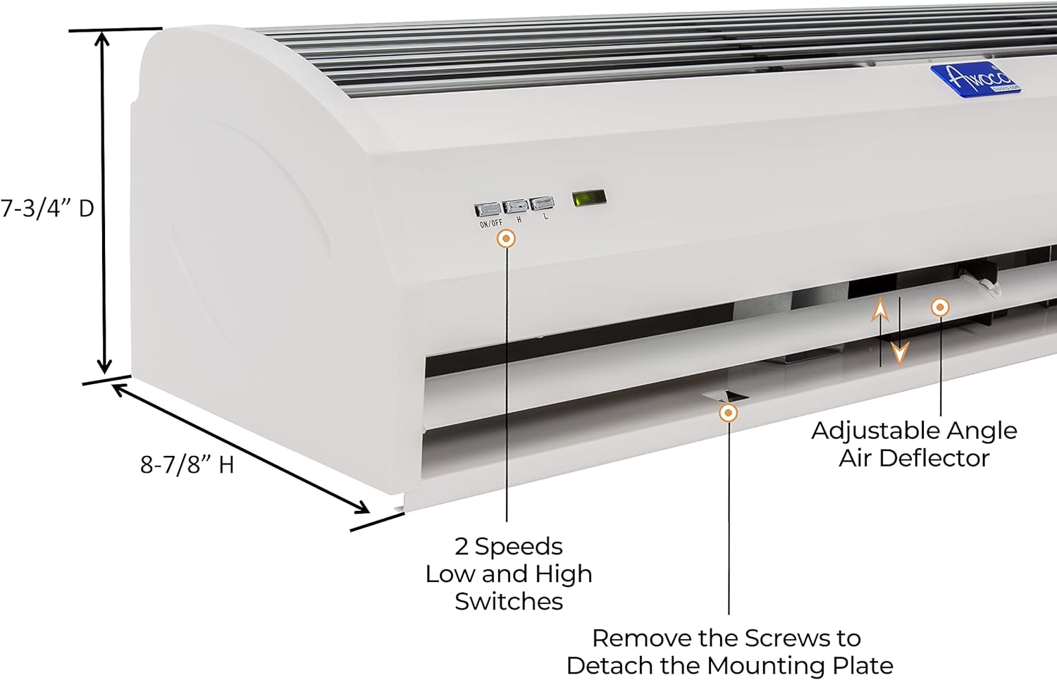 [Refurbished] Awoco FM1209-T 36" Slimline 2 Speeds 1100 CFM Indoor Air Curtain, CE Certified, 120V Unheated with Remote Control and Magnetic Switch, Powerful, Quiet, Small Body, Light Weight