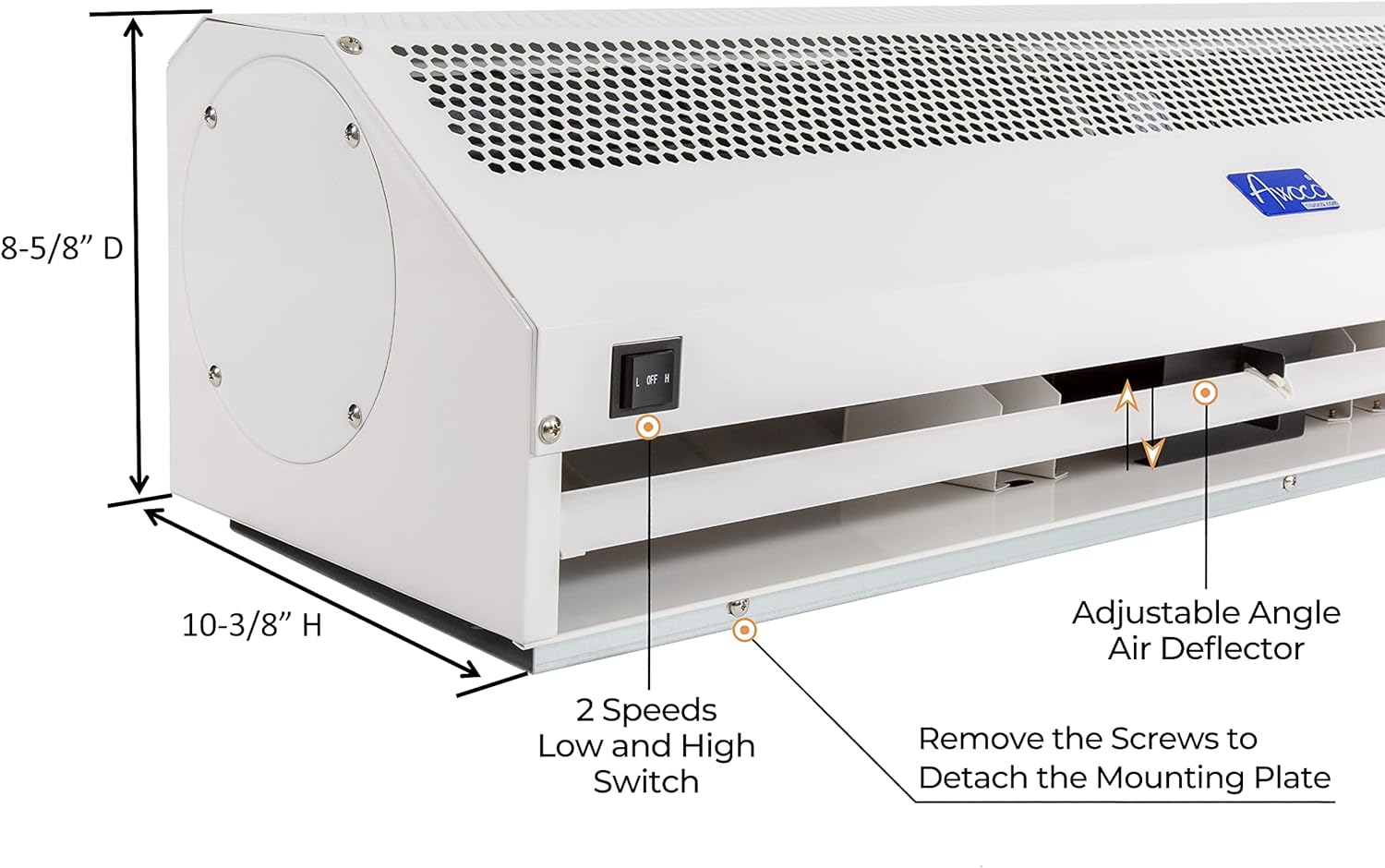 [Refurbished] Awoco FM1509 36" Super Power 2 Speeds 1200CFM Commercial Indoor Air Curtain, UL Certified, 120V Unheated - Door Switch Included