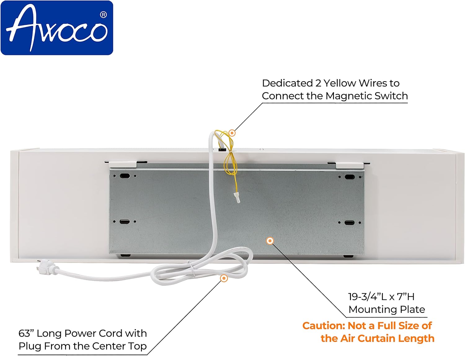 [Refurbished] Awoco FM1209-T 36" Slimline 2 Speeds 1100 CFM Indoor Air Curtain, CE Certified, 120V Unheated with Remote Control and Magnetic Switch, Powerful, Quiet, Small Body, Light Weight