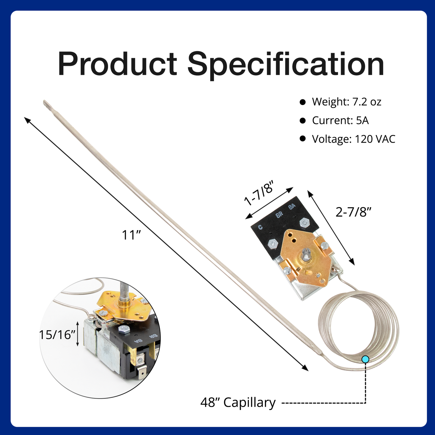 Robertshaw KKTB-18-48 Stove Oven Range Thermostat 5A 120VAC Max Temp 599°F for Awoco and Other Gas Range Stoves