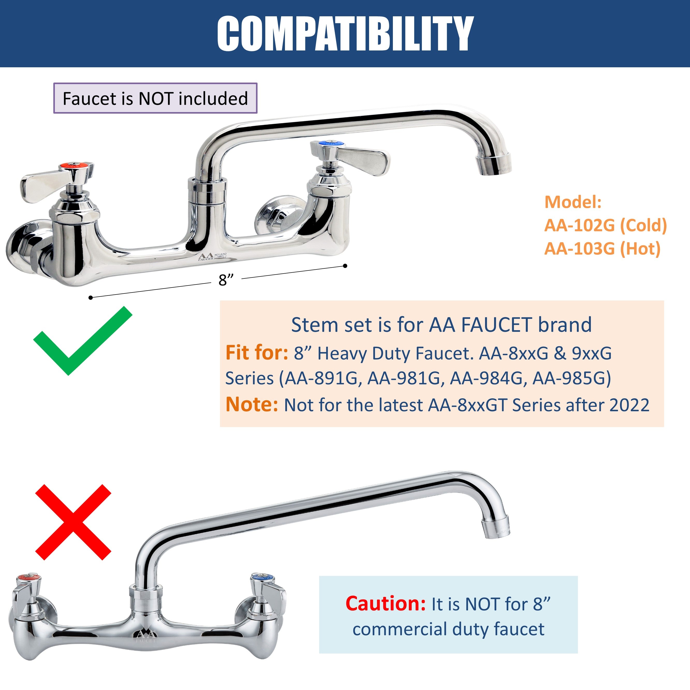 AA Faucet Heavy Duty Stem Check Unit - for AA-800 Series Faucet Replacement