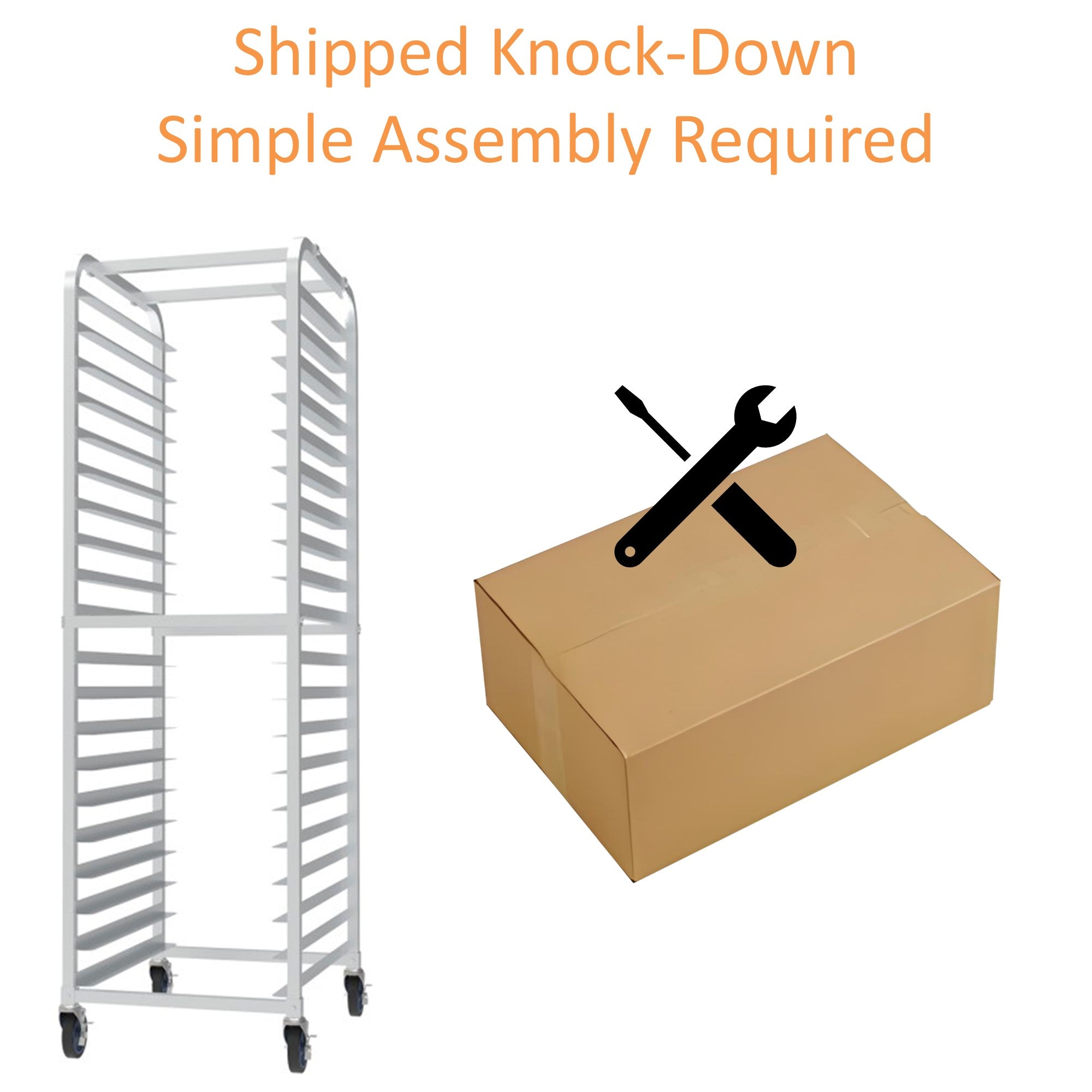 GSW AAR-2022A Aluminum Knock Down Bun Pan Rack, holds 20 Pans, for Commercial Kitchen, 20-1/4” x 26” x 72”