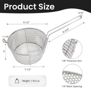 GSW STR-P09 Stainless Steel Round Vegetable Basket with A Hook (17”L x 9”W x 7”H)