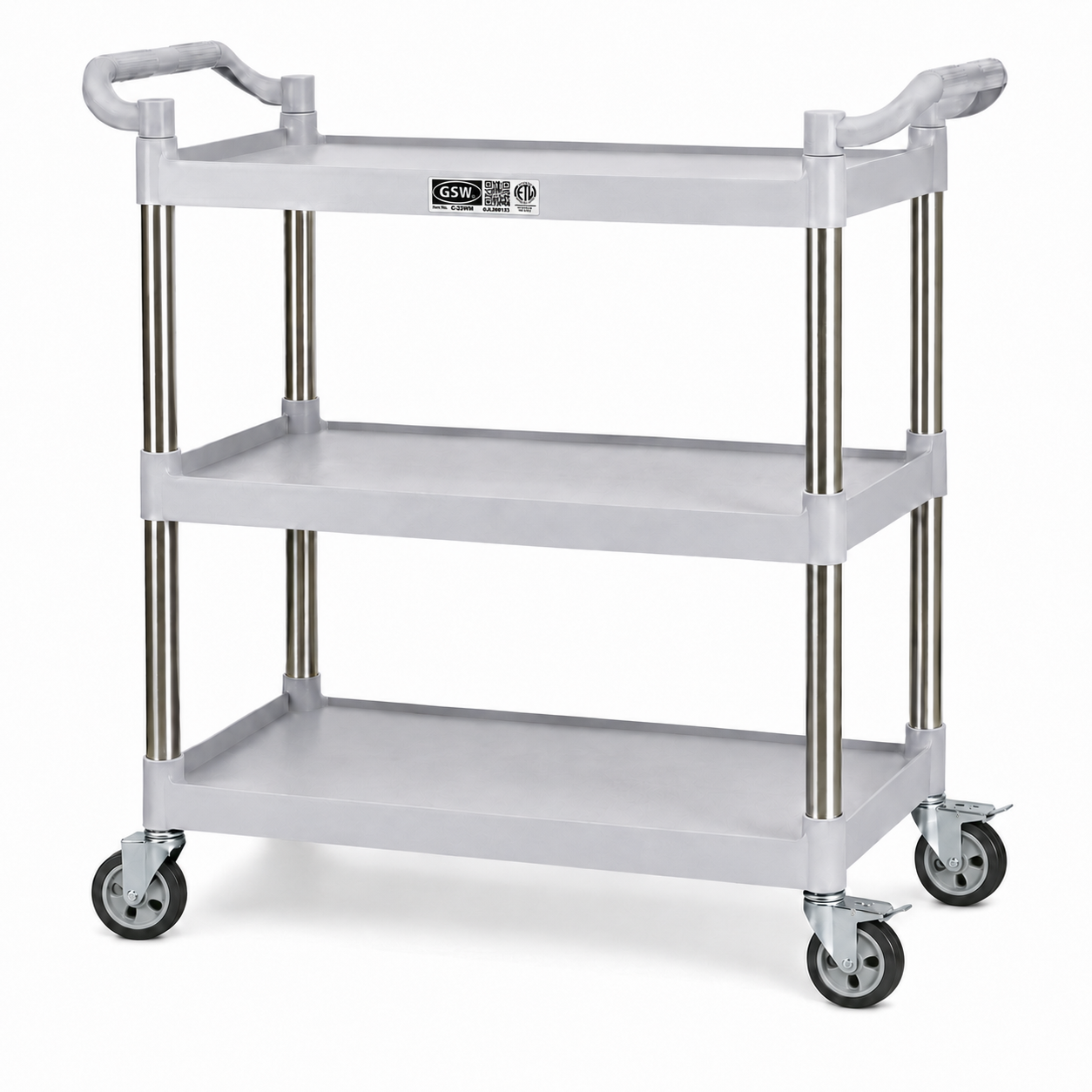 GSW Functional Plastic Utility Bus Cart (16-1/4"W x 33-1/4"L x 40"H)