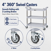 GSW Functional Plastic Utility Bus Cart (16-1/4"W x 33-1/4"L x 40"H)