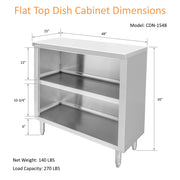 GSW 48" x 15" Flat Top All Stainless Steel Enclosed Work Table Cabinet - Open Front