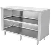 GSW 72" x 15" Flat Top All Stainless Steel Enclosed Work Table Cabinet - Open Front