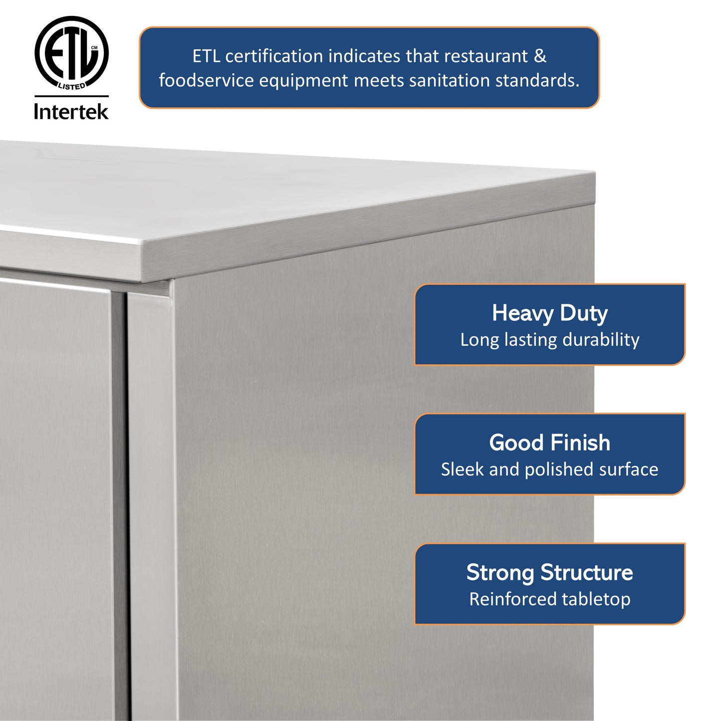 GSW 48" x 24" Flat Top All Stainless Steel Enclosed Work Table Cabinet - Sliding Doors
