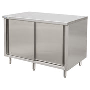GSW 72" x 24" Flat Top All Stainless Steel Enclosed Work Table Cabinet - Sliding Doors