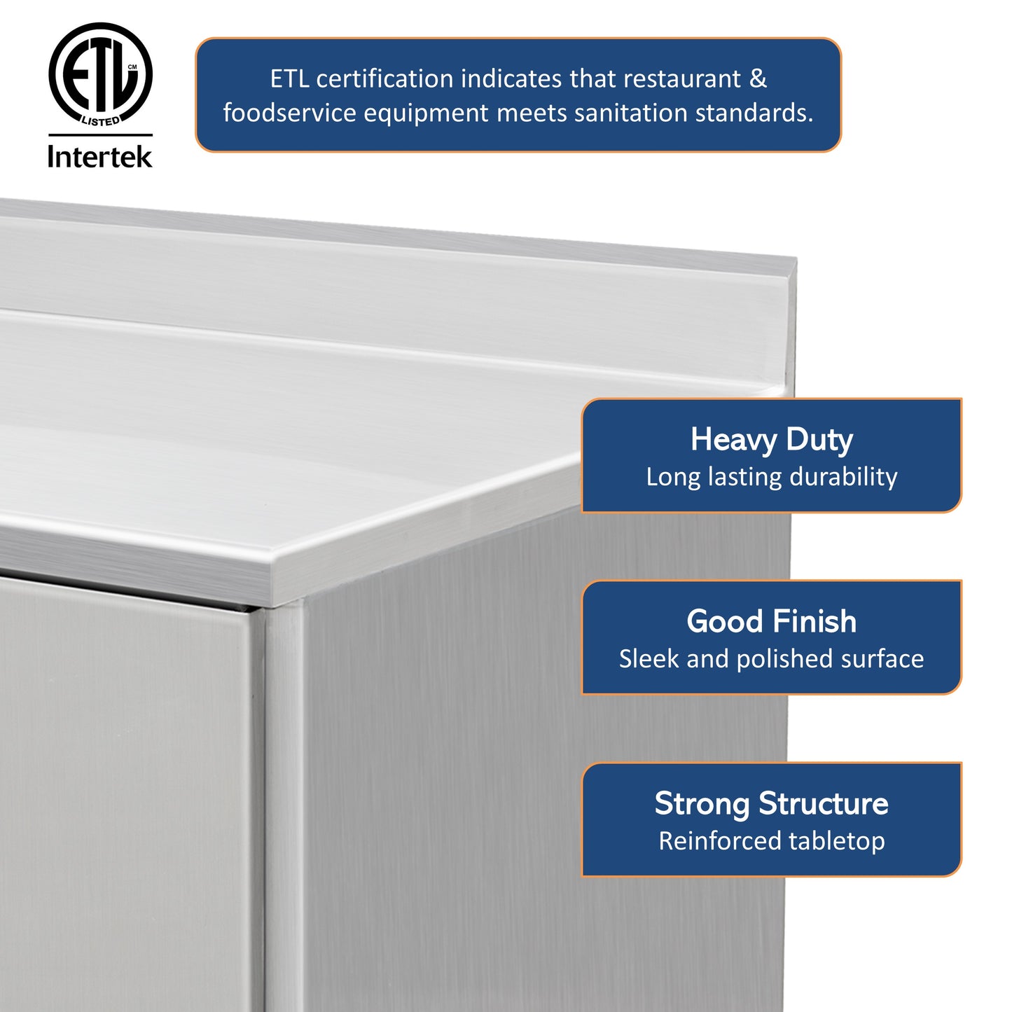 GSW 60" x 30" Stainless Steel Enclosed Work Table Cabinet - Hinged Doors, 4in Rear Upturn