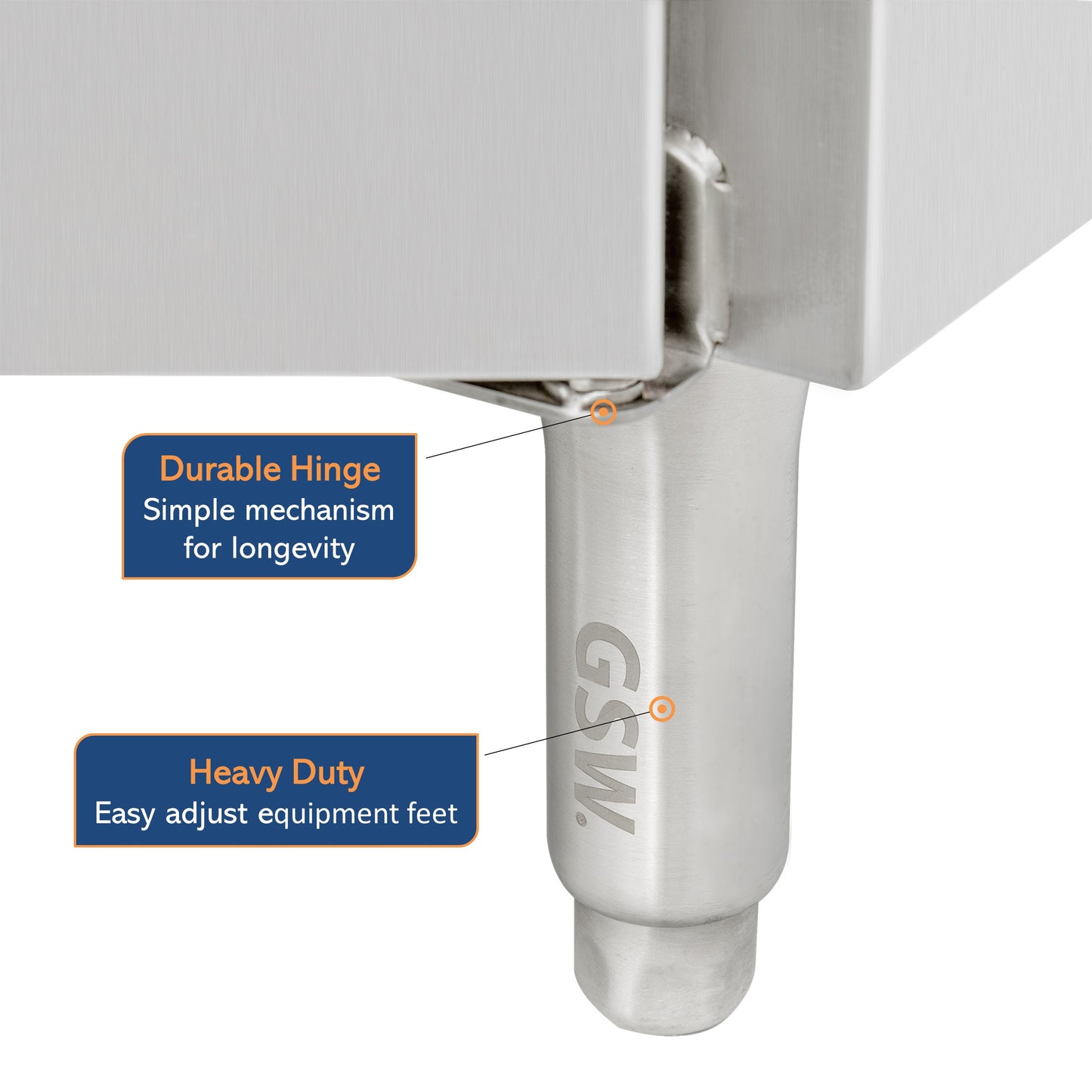 GSW 36" x 30" Stainless Steel Enclosed Work Table Cabinet - Hinged Doors, 4in Rear Upturn