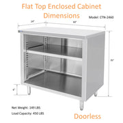 GSW 60" x 24" Flat Top All Stainless Steel Enclosed Work Table Cabinet - Open Front