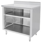 GSW 72" x 24" Stainless Steel Enclosed Work Table Cabinet - Open Front, 4in Rear Upturn